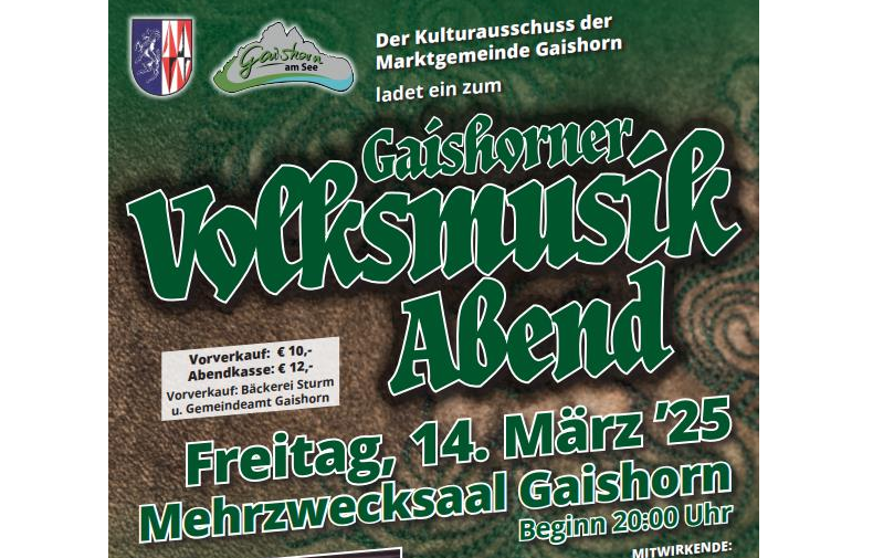 14.03.2025 Gaishorner Volksmusikabend, Mehrzwecksaal Gaishorn