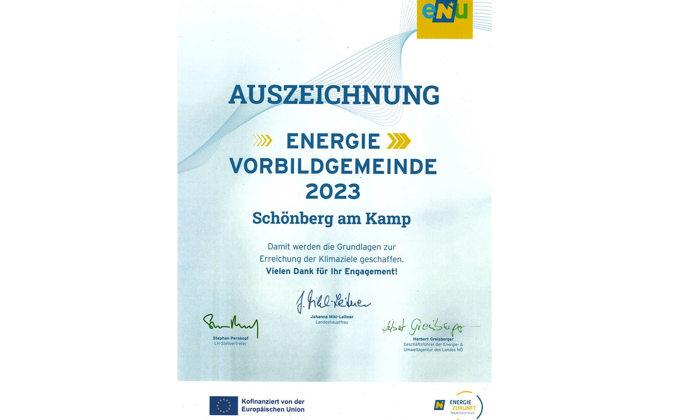 AUSZEICHNUNG Energie Vorbildgemeinde