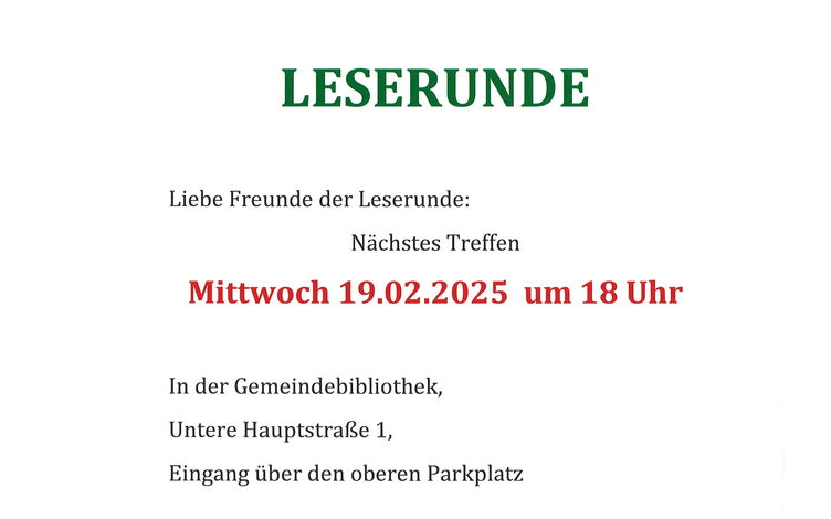 19.02.2025 Leserunde, Gemeindeamt Heiligenkreuz i.L.