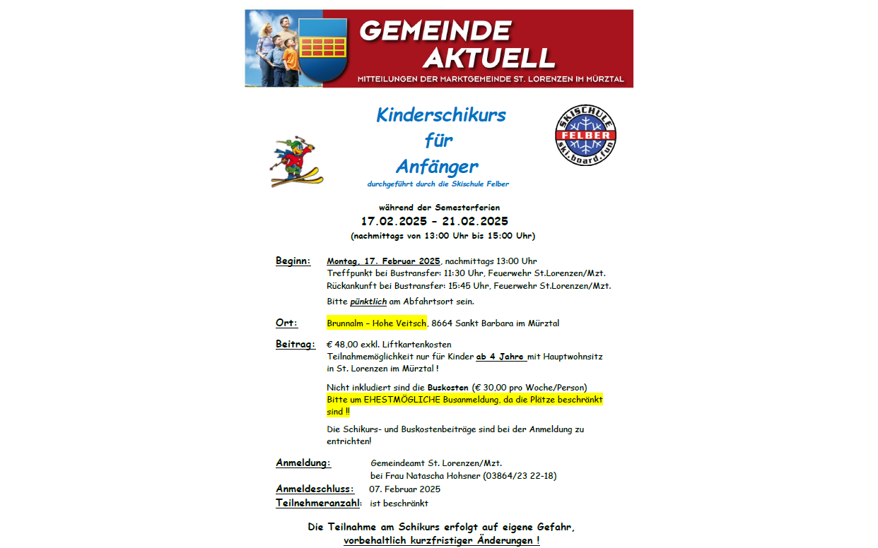 Gemeinde aktuell - Schikurs