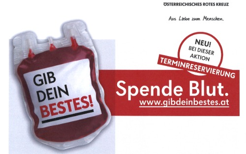 21.03.2025 Blut spenden, im Mehrzwecksaal des Bildungszentrums Heiligenkreuz i.L.