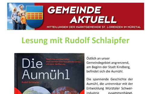 Gemeinde aktuell - Lesung mit Rudolf Schlaipfer