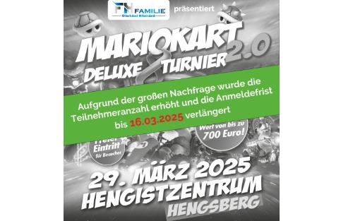 29.03.2025 Mario Kart Turnier, Anmeldungen noch bis 16.3.2025, Hengistzentrum