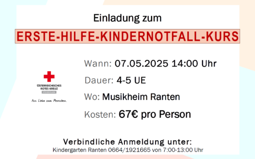 Erste Hilfe Kindernotfall Kurs