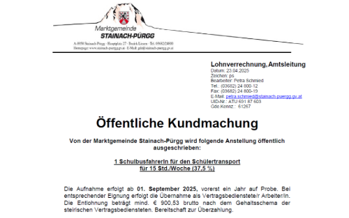 Stellenausschreibung: Schulbusfahrer:in GESUCHT!