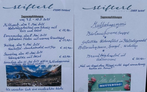 07.05.2025 Stifterl Tagesempfehlung v. 07.05.2025 - 11.05.2025, Stifterl