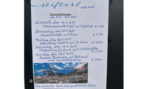 14.05.2025 Stifterl Tagesempfehlung v. 14.05.2025 - 18.05.2025, Stifterl