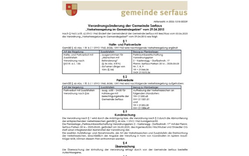 Verordnungsänderung - Verkehrsregelung im Gemeindegebiet