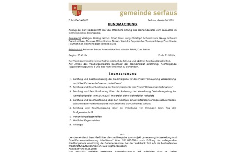 Kundmachung Gemeinderatssitzung vom 02.06.2025