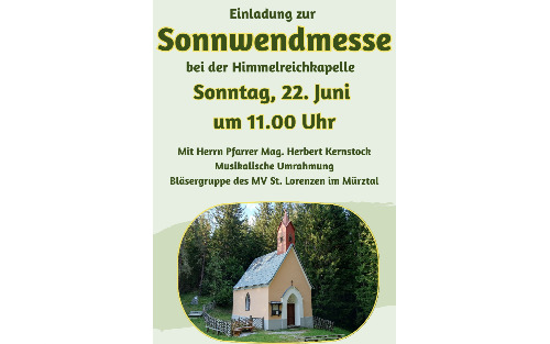 22.06.2025 Einladung zur Sonnwendmesse, Himmelreichkapelle