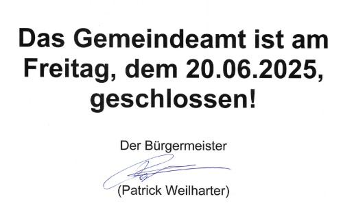 Gemeindeamt geschlossen