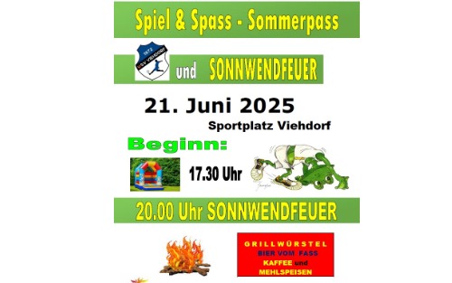 21.06.2025 Sonnenwendfeuer & Spiel & Spaß Sommerpass - USV Viehdorf, Sportplatz