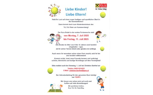 Kindertenniskurs des TLC St. Peter