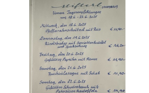18.06.2025 Stifterl Tagesempfehlung v. 18.06.2025 - 22.06.2025, Stifterl