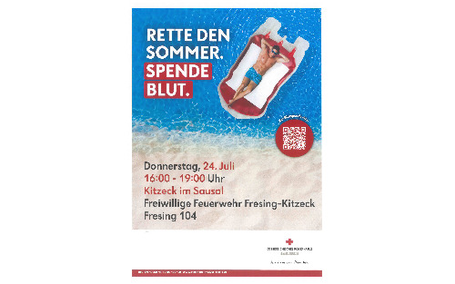 24.07.2025 Blutspendetermin im Rüsthaus Fresing, Feuerwehrhaus Fresing