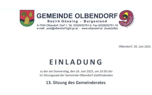 26.06.2025 13. Sitzung des Gemeinderates, Gemeindeamt
