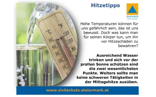 Der Sommer bringt hohe Temperaturen mit sich – Hitzetipps des Zivilschutzverbandes