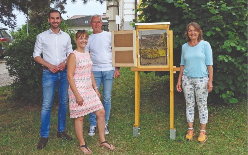 Bienenschaustock vor dem Gemeindeamt