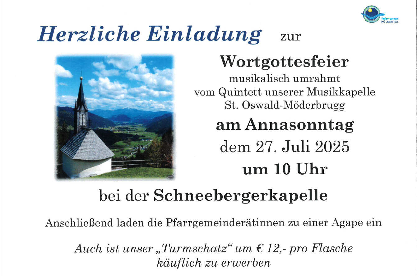 Einladung zur Wortgottesfeier bei der Schneebergerkapelle