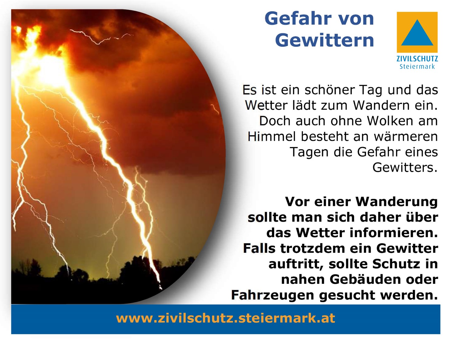 Zivilschutztipps – um das Gewitter sicher zu überstehen
