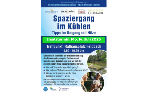 14.07.2025 Terminverschiebung „Spaziergang im Kühlen“, Rathausplatz Feldbach