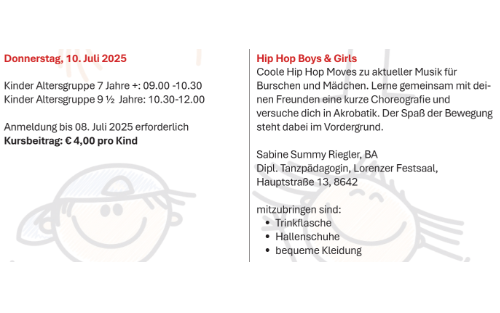 Ferienaktion Hip Hop - Freie Plätze!