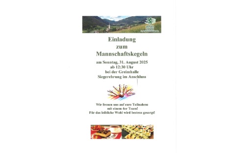 Einladung zum Mannschaftskegeln