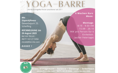 15.09.2025 Yoga BARRE Kurs mit Nicole Angelika Panzer, Fitnesscenter Sixpack