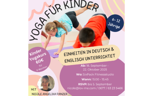 18.09.2025 Yoga für Kinder mit Nicole Angelika Panzer, Fitnesscenter Sixpack