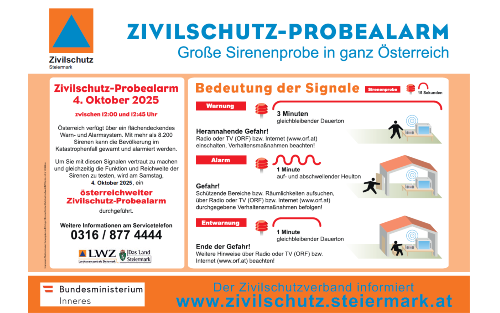 Zivilschutz - Probealarm am 04.10.2025