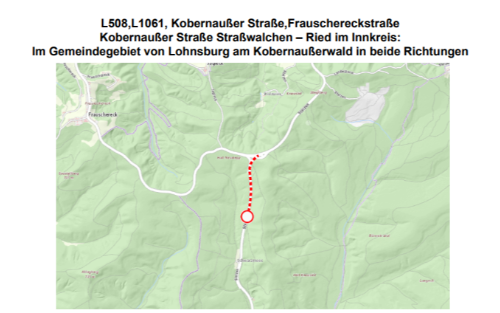 Hinweis zur Straßensperre L508 Kobernaußer Straße