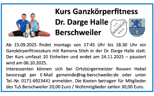Kurs Ganzkörperfitness Dr. Darge Halle Berschweiler