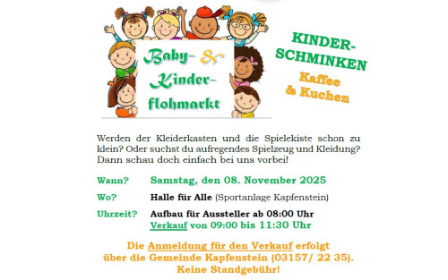 Baby- und Kinderflohmarkt in der Halle für Alle in Kapfenstein
