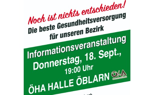 18.09.2025 Herzliche Einladung zur Infoveranstaltung im Öblarner Haus, ÖHA Halle Öblarn