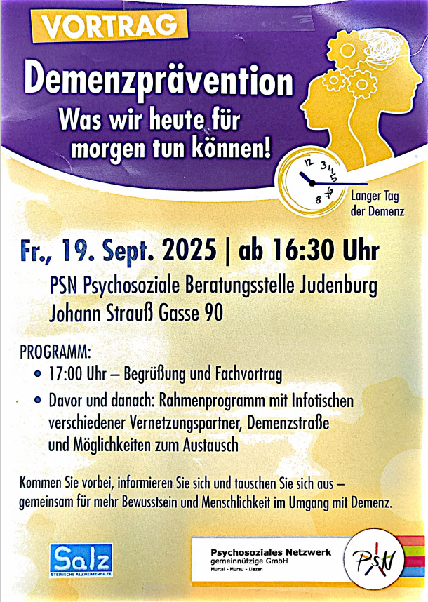 19.09.2025 Vortrag - Langer Tag der Demenz, Judenburg