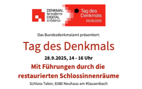 28.09.2025 Tag des Denkmals - Führungen durch die Schlossinnenräume, Schloss Tabor