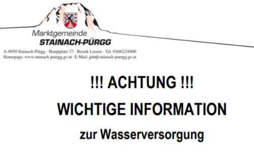 Wichtige Information zur Wasserversorgung