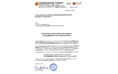 Informationsveranstaltung: Gefahrenzonenplan Neusiedl – Heutalbach & Rettenbach