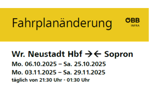Fahrplanänderung Wr. Neustadt Hbf <-> Sopron