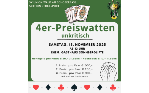 SV Wald, Sektion Stocksport - 4er Preiswatten!