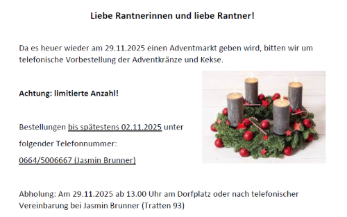 Vorbestellung Adventkränze und Kekse
