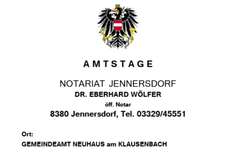 Amtstage 2026 - Notariat Wölfer