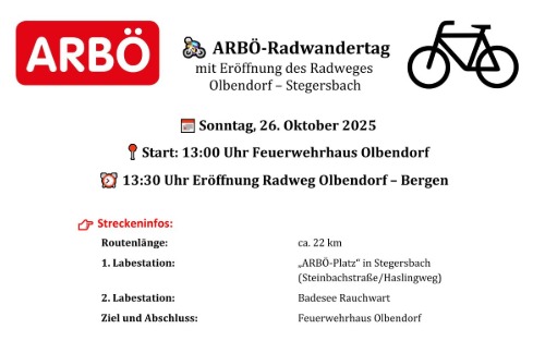 26.10.2025 ARBÖ-Radwandertag mit Eröffnung des Radweges Olbendorf - Stegersbach, Feuerwehrhaus Olbendorf