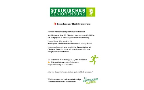 22.10.2025 Seniorenbund: Herbstwanderung, Hauptplatz