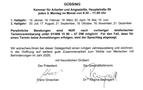 Sprechtage des KOBV, der Behindertenverband