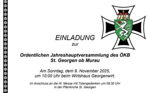 09.11.2025 Jahreshauptversammlung ÖKB St. Georgen ob Murau, Wirtshaus Georgenwirt