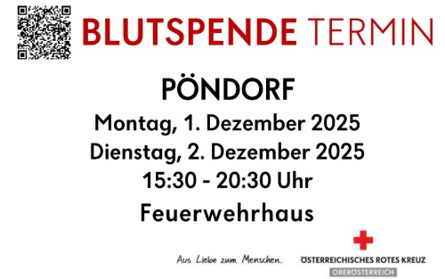 Blutspendeaktion: 1. und 2. Dezember 2025 Blutspendeaktion: 1. und 2. Dezember 2025
