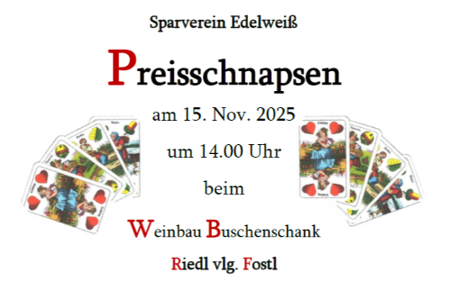 15.11.2025 Preisschnapsen, Buschenschank Riedl vlg. Fostl