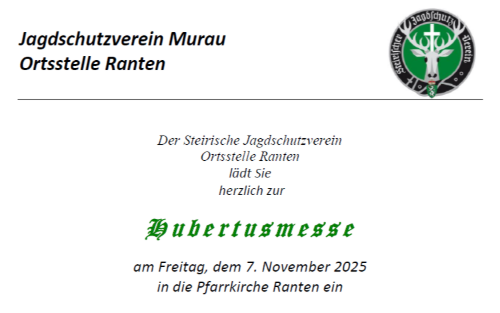 07.11.2025 Hubertusmesse, Pfarrkirche Ranten