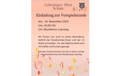 14.11.2025 Vorspielstunde Lobminger Musi Schule, Musikheim Lobming